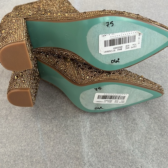 Blue by Betsey Johnson Cady Rhinestone Embellished Block Heel Booties - Picture 13 of 14